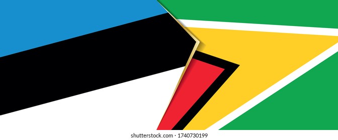 Estonia and Guyana flags, two vector flags symbol of relationship or confrontation.