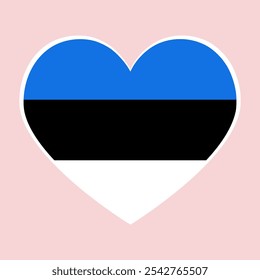 Bandera del corazón de Estonia. Símbolo de amor. Ilustración vectorial	