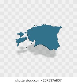 Estonia high detailed vector representation of country silhouette. 3D map on transparent background with dropped shadow. For educational, decorative, or informational use.