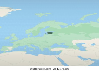 Estonia highlighted on a detailed map, geographic location of Estonia. Vector Map.