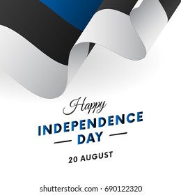 Estonia Independence Day. 20 august. Waving flag. Vector illustration.