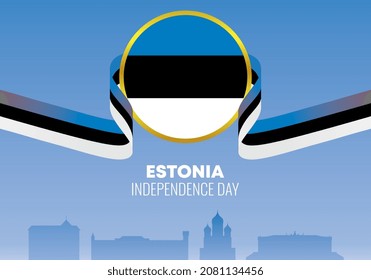 Estonia independence day background banner poster for national celebration on February 24 th.