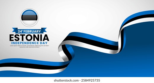 Estonia independence day banner background template design with national flag for greeting card