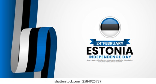 Estonia independence day banner background template design with national flag for greeting card