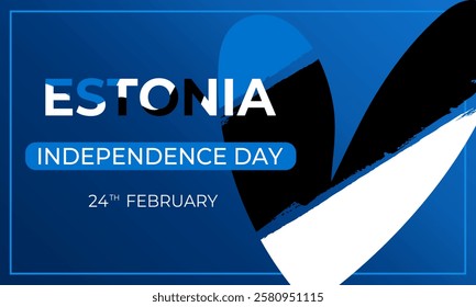 Estonia Independence Day banner with national flag colored heart. Vector illustration