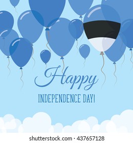Estonia Independence Day Flat Patriotic Card. Happy National Day Estonia Vector Patriotic card. Flying Rubber Balloons in Colors of the Estonian Flag.