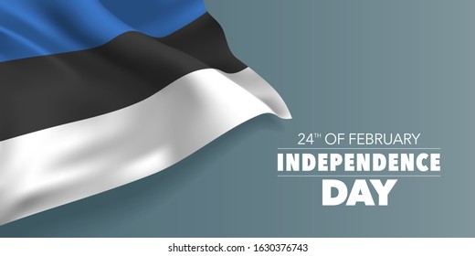 Estonia independence day greeting card, banner with template text vector illustration. Estonian memorial holiday 24th of February design element with stripes