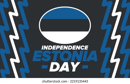Estonia Independence Day. National happy holiday, celebrated annual in February 24. Estonian flag. Patriotic elements. Poster, card, banner and background. Vector illustration