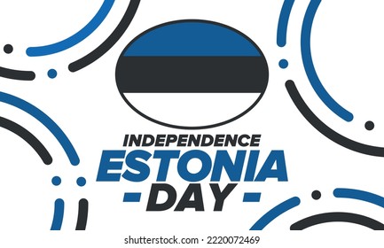 Estonia Independence Day. National happy holiday, celebrated annual in February 24. Estonian flag. Patriotic elements. Poster, card, banner and background. Vector illustration