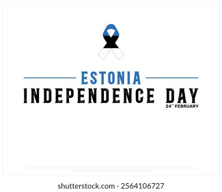 ESTONIA Independence Day vector design on a white background with ribbon flag, Typographic Design of ESTONIA Independence Day, Ribbon Flag of ESTONIA, Vector design of Estonia national day