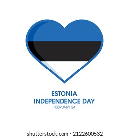 Estonia Independence Day vector. Flag of Estonia in heart shape icon vector isolated on a white background. National holiday in Estonia, February 24. Important day