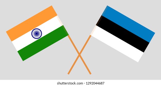 Estonia and India. The Estonian and Indian flags. Official proportion. Correct colors. Vector illustration