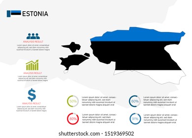 Estonia infographics; Estonia statistical data; Estonia information; vector illustration; Infographic template; country information