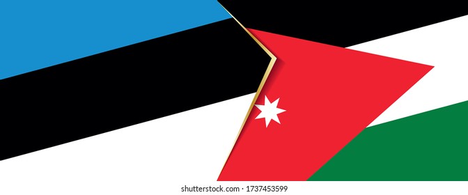 Estland und Jordanien Flaggen, zwei Vektorfahnen Symbol für Beziehung oder Konfrontation.