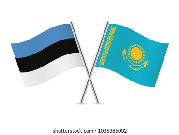 Estonia and Kazakhstan flags. Vector illustration.