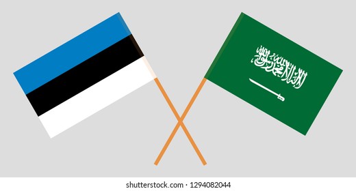Estonia and Kingdom of Saudi Arabia. The Estonian and KSA flags. Official colors. Correct proportion. Vector illustration