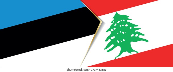 Estonia and Lebanon flags, two vector flags symbol of relationship or confrontation.