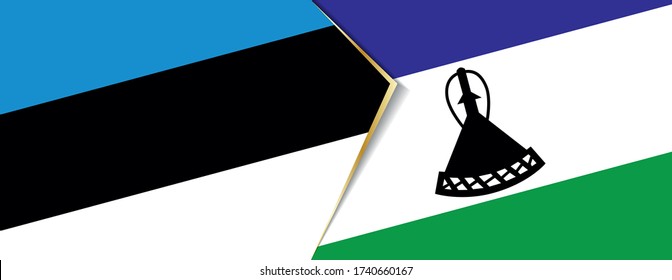 Estonia and Lesotho flags, two vector flags symbol of relationship or confrontation.