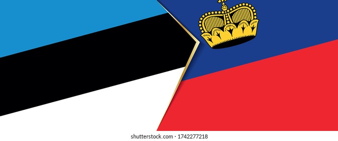 Estonia and Liechtenstein flags, two vector flags symbol of relationship or confrontation.