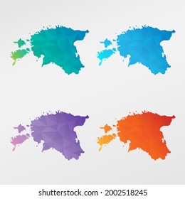 Estland Low Poly Map Clip Art Design. Nationales geometrisches Polygonbild. Vektorgrafik-Symbol.