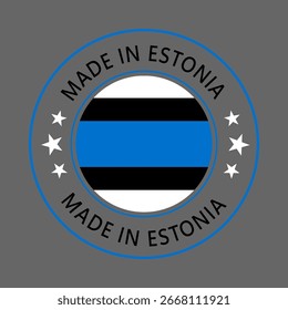 Estonia Made in Stamp in circle with flag Vector template on white background