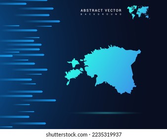 Mapa de Estonia con tecnología de fondo azul abstracto.