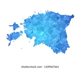 Estonia Map - Abstract geometric rumpled triangular low poly style gradient graphic on white background , line dots polygonal design for your . Vector illustration eps 10.