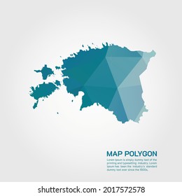 Estland Karte Abstrakte geometrische abgerundete dreieckige Low-Poly-Farbverlauf-Grafik auf weißem Hintergrund