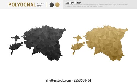 Estonia map of abstract gold and black vector polygon set couple.