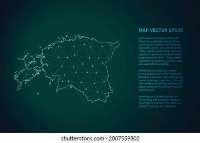 Estonia-Karte. Abstrakte Mashline und Punktwaage auf dunklem Hintergrund. 3D-Mesh-Polygonnetz-Linie, Design-Kugel, Punkt und Struktur. Vektorgrafik eps10.