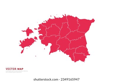 Estonia Map - abstract style red isolated on white background for infographic, design vector.