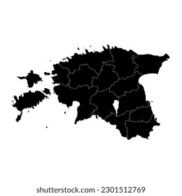 Estonia map with administrative subdivisions. Vector illustration.