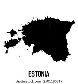 Estonia Map - black World Map International vector template with High detailed isolated on white background - Vector