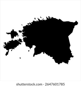 Estonia Map - black World Map International vector template with High detailed isolated on white background - Vector