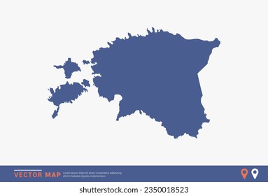 Mapa de Estonia - estilo abstracto azul aislado en fondo blanco para infografía, vector de diseño.