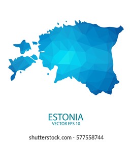Estonia map - blue geometric rumpled triangular low poly style gradient graphic background , polygonal design for your . Vector illustration eps 10.