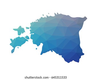 Estonia map - blue geometric rumpled triangular low poly style gradient graphic background 
