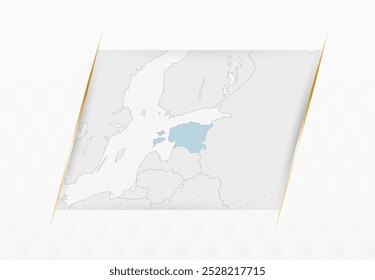 Mapa de Estonia en azul con acentos enmarcados en oro. Mapa de Vector moderno de Estonia. Ilustración vectorial.
