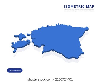 Estonia map blue isolated on white background with 3d isometric vector illustration.