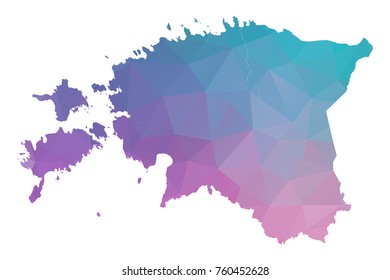 estonia map. Blue and Pink polygonal shape vector illustration on white background. Vector illustration eps 10.