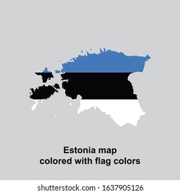 Estonia map colored with flag colors isolated vector illustration