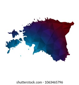 Estonia map - Colorful Polygonal map of Estonia rumpled triangular low poly style gradient graphic background , Vector illustration eps 10.