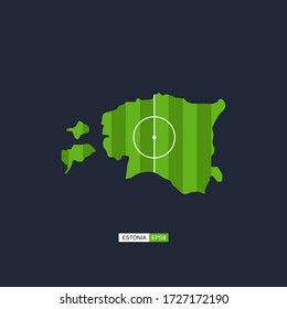 Estonia. Map of the country with a football field. Vector football illustration.