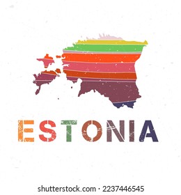 Estonia map design. Shape of the country with beautiful geometric waves and grunge texture. Cool vector illustration.