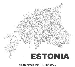 Estonia map designed with little dots. Vector abstraction in black color is isolated on a white background. Scattered little elements are organized into Estonia map.