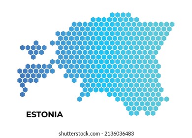 Estonia Map Digital Hexagon Shape On White Background Vector Illustration