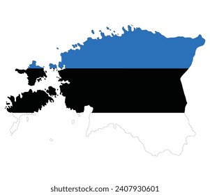Estonia map. Map of Estonia with Estonian flag