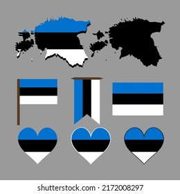 Estonia. Mapa y bandera de Estonia. Ilustración vectorial.