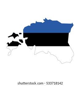 Estonia map and flag in white background