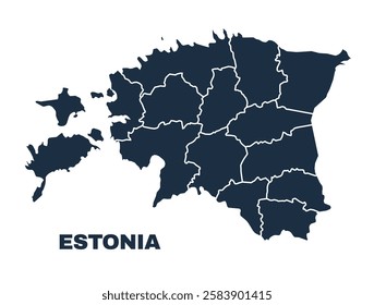 Estonia map flat border outline vector